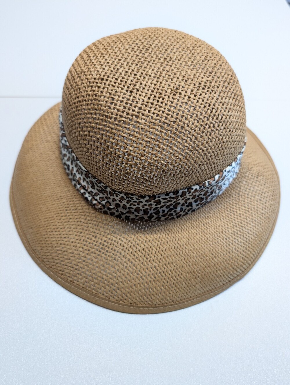 Vintage Nicole Marciano 100%Straw Hat With Leopard Scarf EUC - Picture 5 of 6